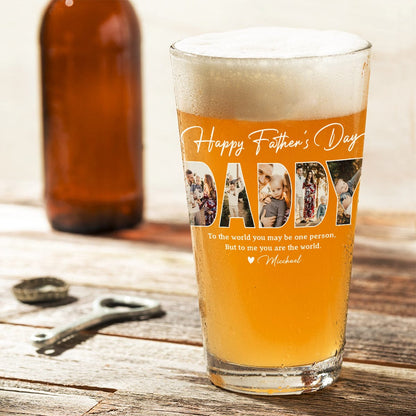 Custom Family Photo Beer Glass - Happy Father’s Day Gift