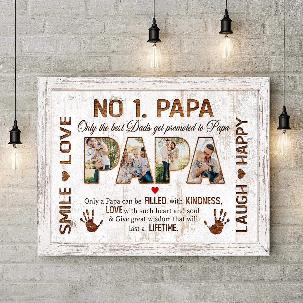 Only The Best Dads Get Promoted To Papa - Personalized Custom Photo Canvas / Poster