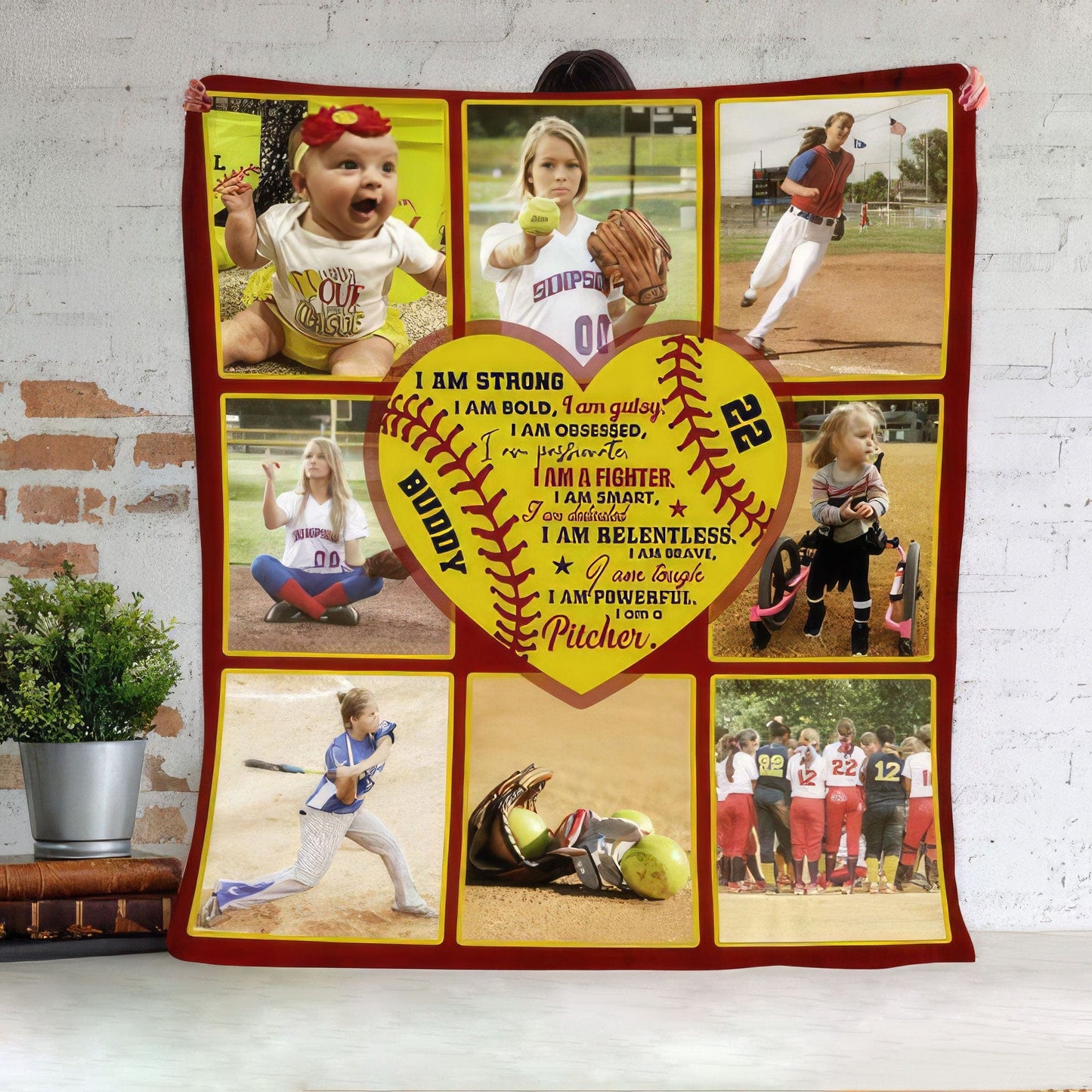 I Am Strong, Passionate, Smart, Brave - Softball Pitcher & Catcher Blanket