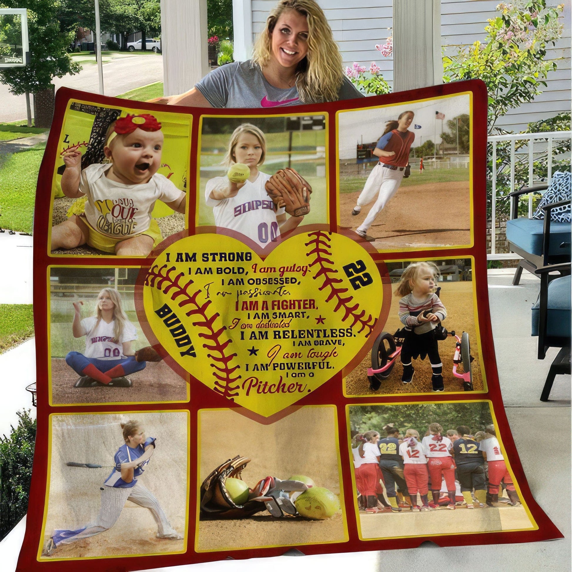 I Am Strong, Passionate, Smart, Brave - Softball Pitcher & Catcher Blanket