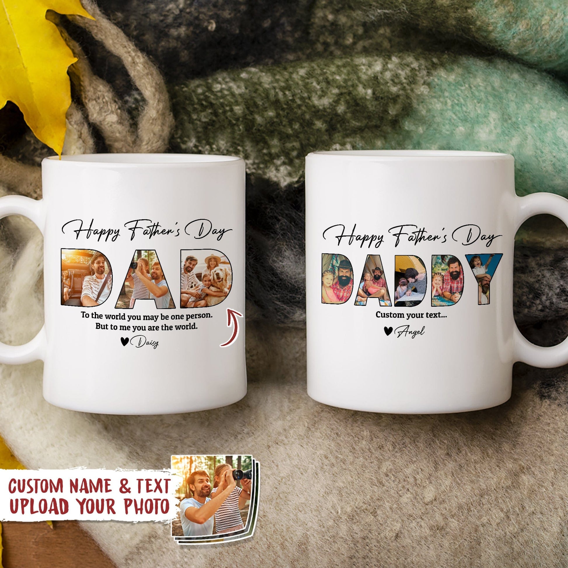 Mug material and size view - Personalized Dad Photo Mug
