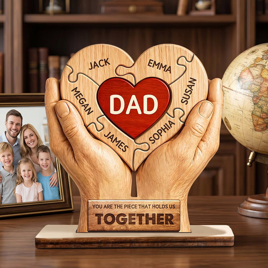 Personalized Dad Wood Puzzle Plaque for Dad with personalized design details for meaningful gifting