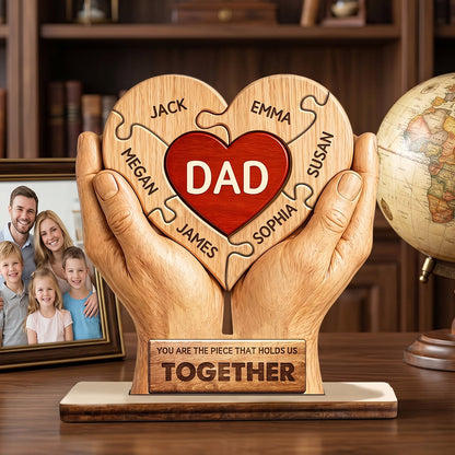 Personalized Dad Wood Puzzle Plaque for Dad with personalized design details for meaningful gifting
