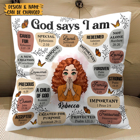 God Says I Am - Personalized Pillow - Best Gift For Mom, Daughter, Sister, Friend, Wife - Giftago