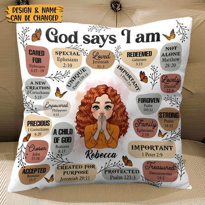 God Says I Am - Personalized Pillow - Best Gift For Mom, Daughter, Sister, Friend, Wife - Giftago