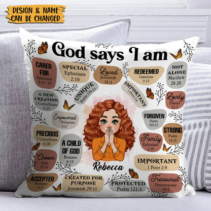 God Says I Am - Personalized Pillow - Best Gift For Mom, Daughter, Sister, Friend, Wife - Giftago