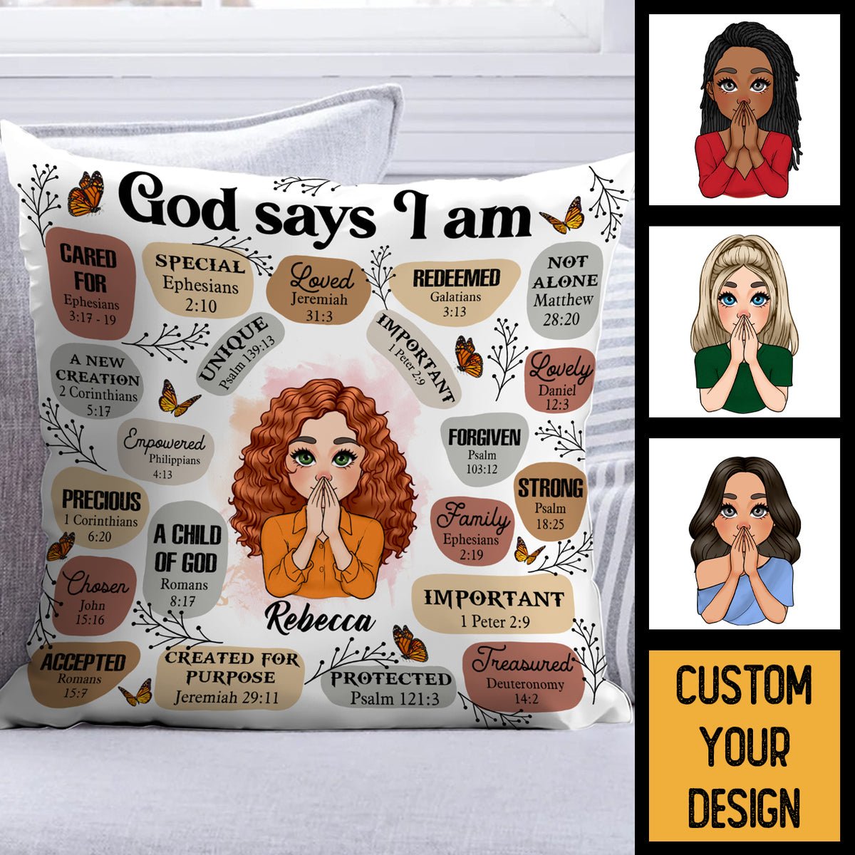 God Says I Am - Personalized Pillow - Best Gift For Mom, Daughter, Sister, Friend, Wife - Giftago