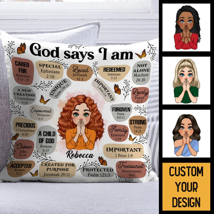 God Says I Am - Personalized Pillow - Best Gift For Mom, Daughter, Sister, Friend, Wife - Giftago
