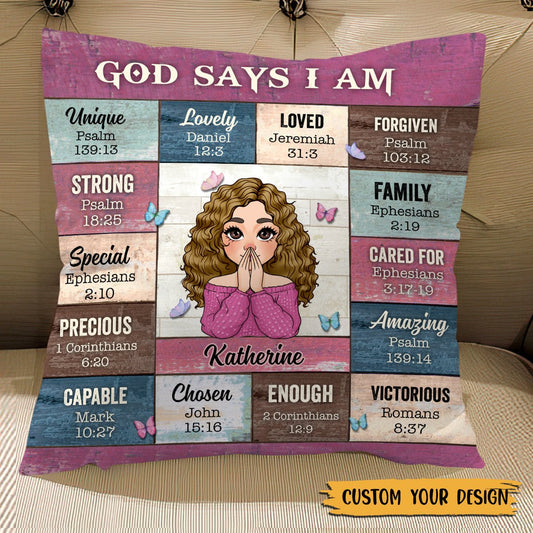 God Says I Am - Personalized Pillow - Meaningful Gift For Birthday - Giftago