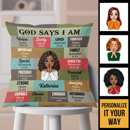 God Says I Am Pillow - Personalized Pillow - Giftago