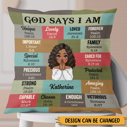 God Says I Am Pillow - Personalized Pillow - Giftago