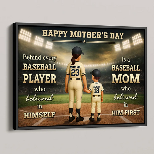 “Behind Every Baseball Player” Personalized Poster / Canvas - Heartfelt Baseball Mom Gift