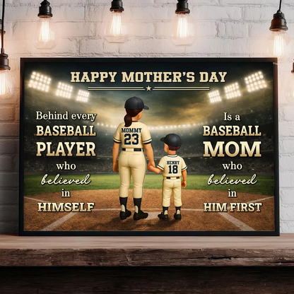 “Behind Every Baseball Player” Personalized Poster / Canvas - Heartfelt Baseball Mom Gift