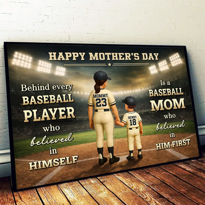 “Behind Every Baseball Player” Personalized Poster / Canvas - Heartfelt Baseball Mom Gift