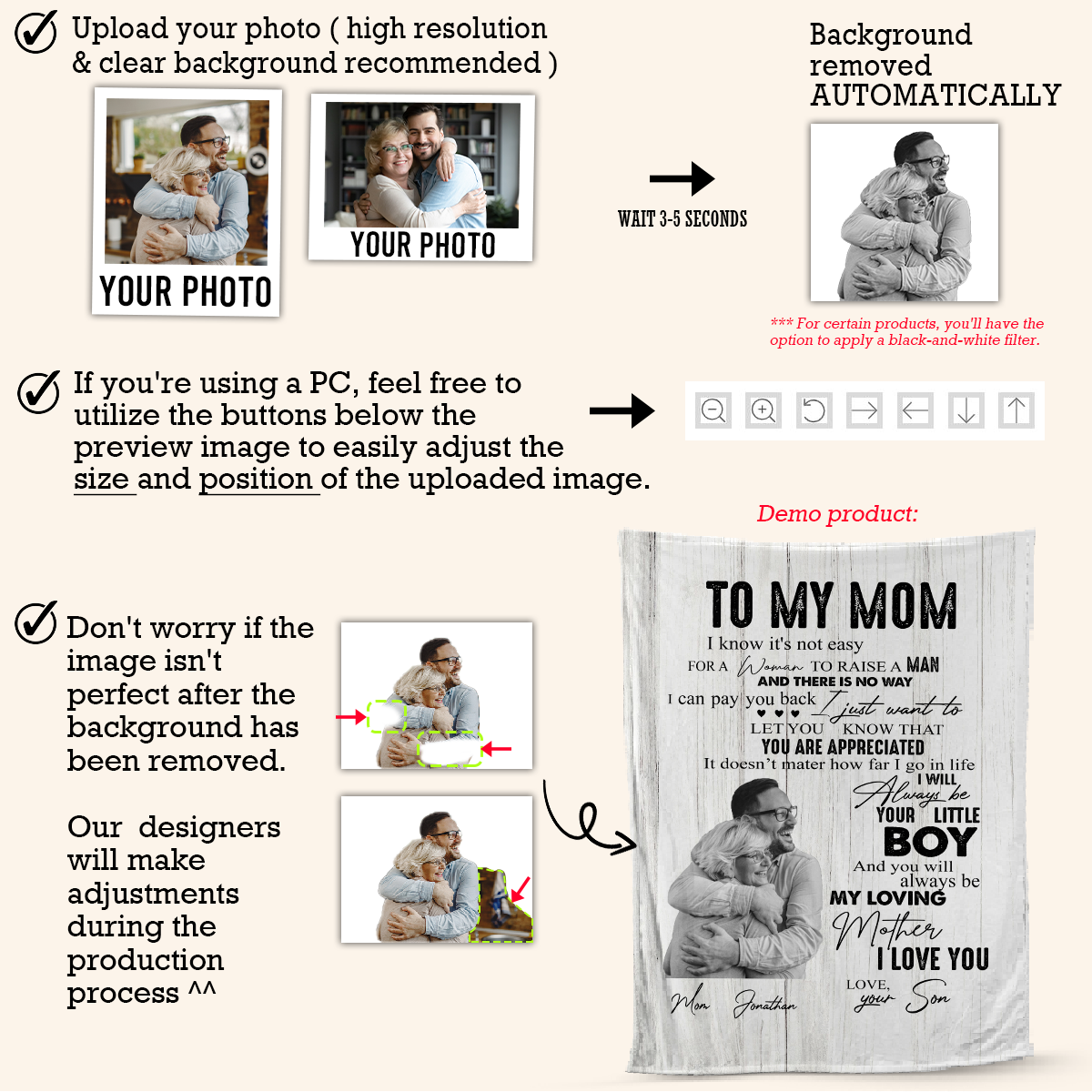 Personalized Photo Blanket for Husband: Our Love Story 'I Married You' Gift