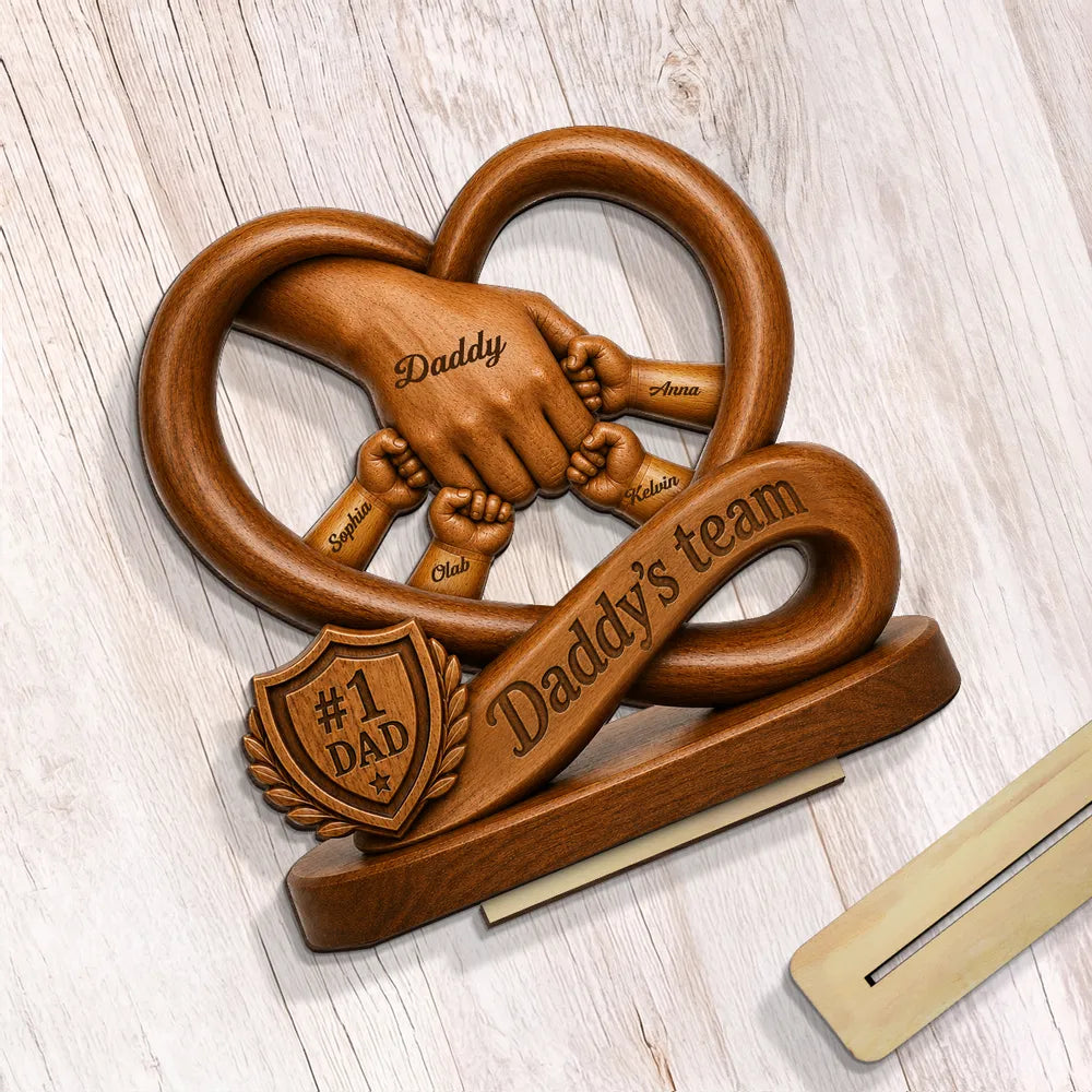 Personalized Dad Fist Bump Wooden Plaque personalization view for Dad