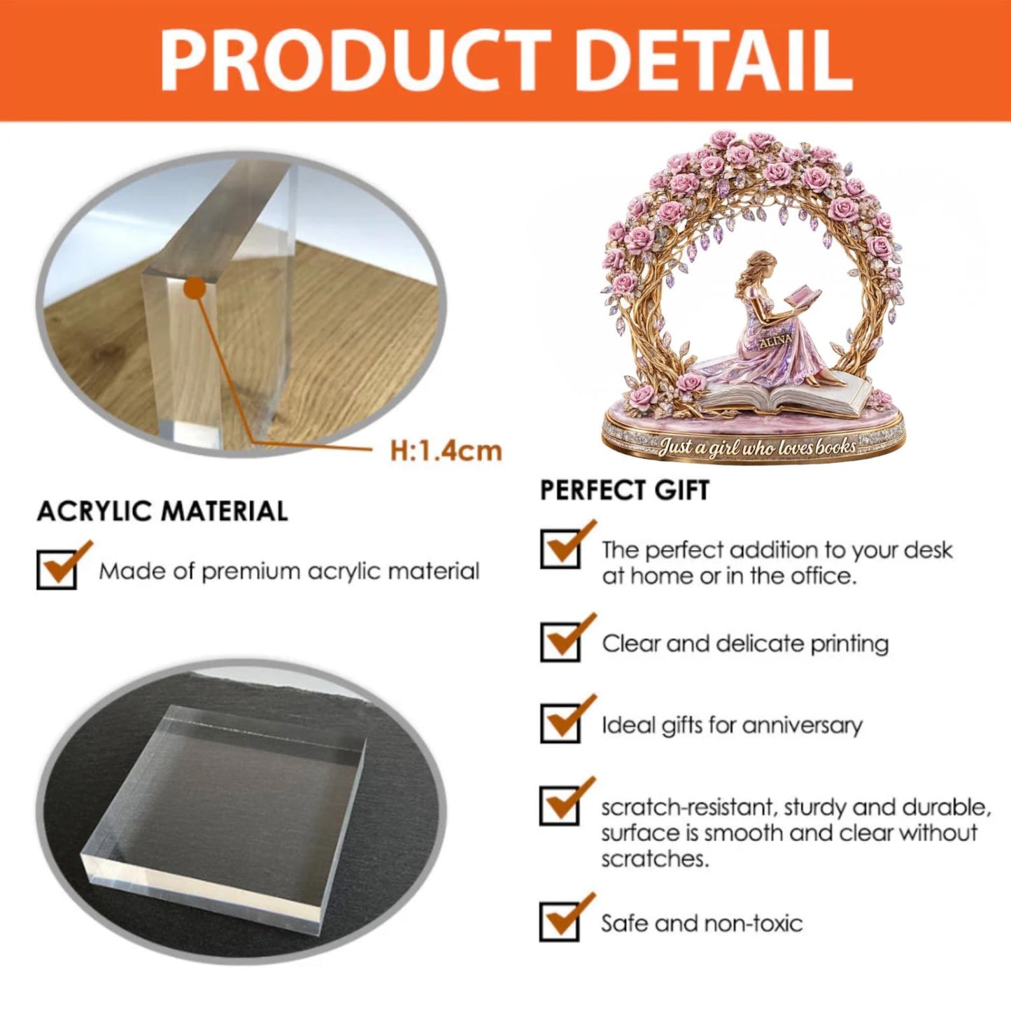 Just a Girl Who Loves Books - Personalized Book Lover Acrylic Plaque