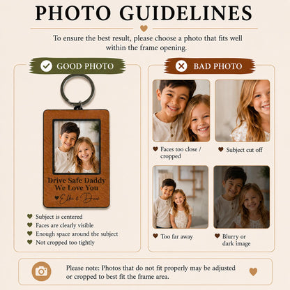 Keychain material and size view - Personalized Photo Keychain For Dad