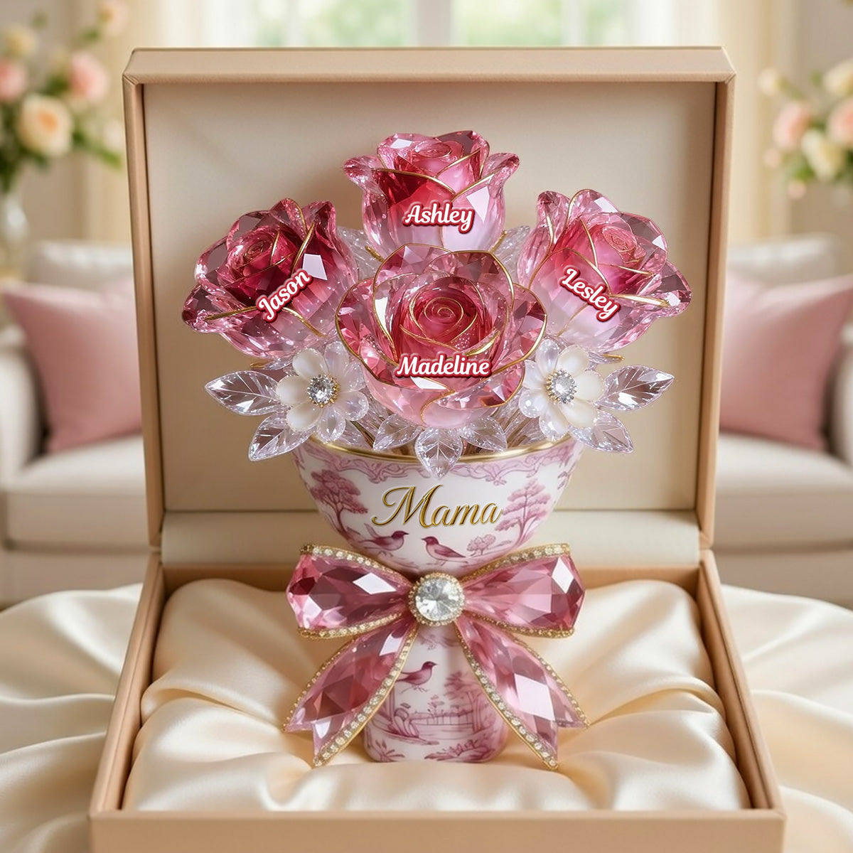 Personalized Flower Bouquet Acrylic Plaque - Custom Gift For Mom