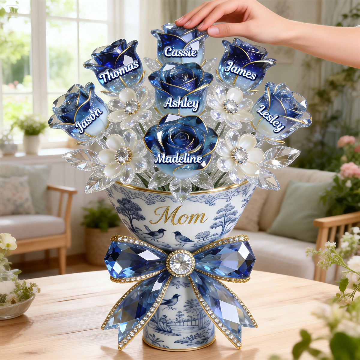 Personalized Flower Bouquet Acrylic Plaque - Custom Gift For Mom