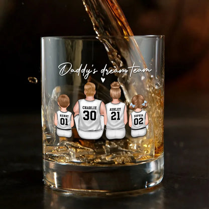 "Daddy’s Dream Team" Basketball Whiskey Glass - Personalized Father’s Day Gift
