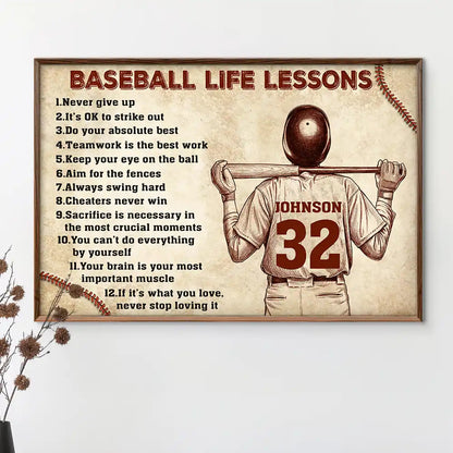 Custom Baseball Life Lessons Poster personalization view for Son/Grandson