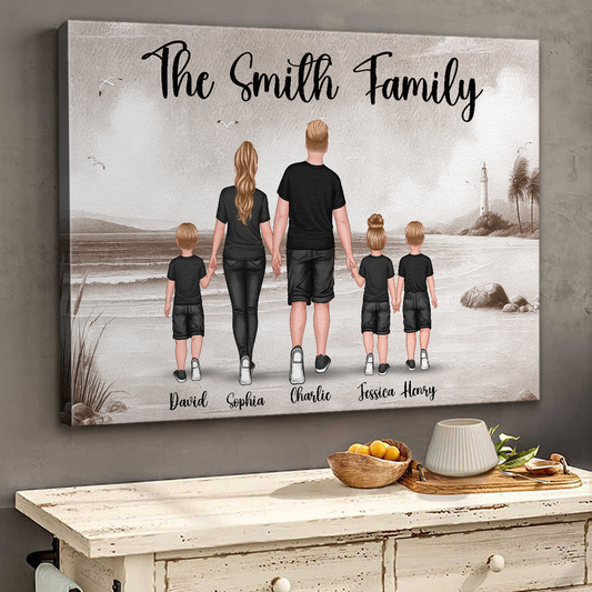 Family Gift Beach View - Personalized Customized Canvas - Warm Home Decoration For Family