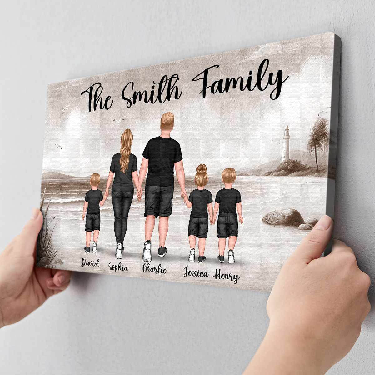 Family Gift Beach View - Personalized Customized Canvas - Warm Home Decoration For Family