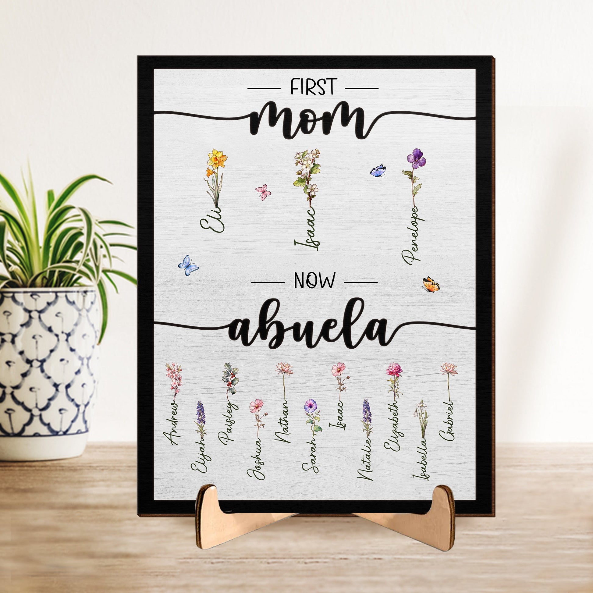 Gift to Grandma from Mom - Personalized Custom 2-Layered Wooden Plaque With Stand - Housewarming Gift For Mom, Grandma