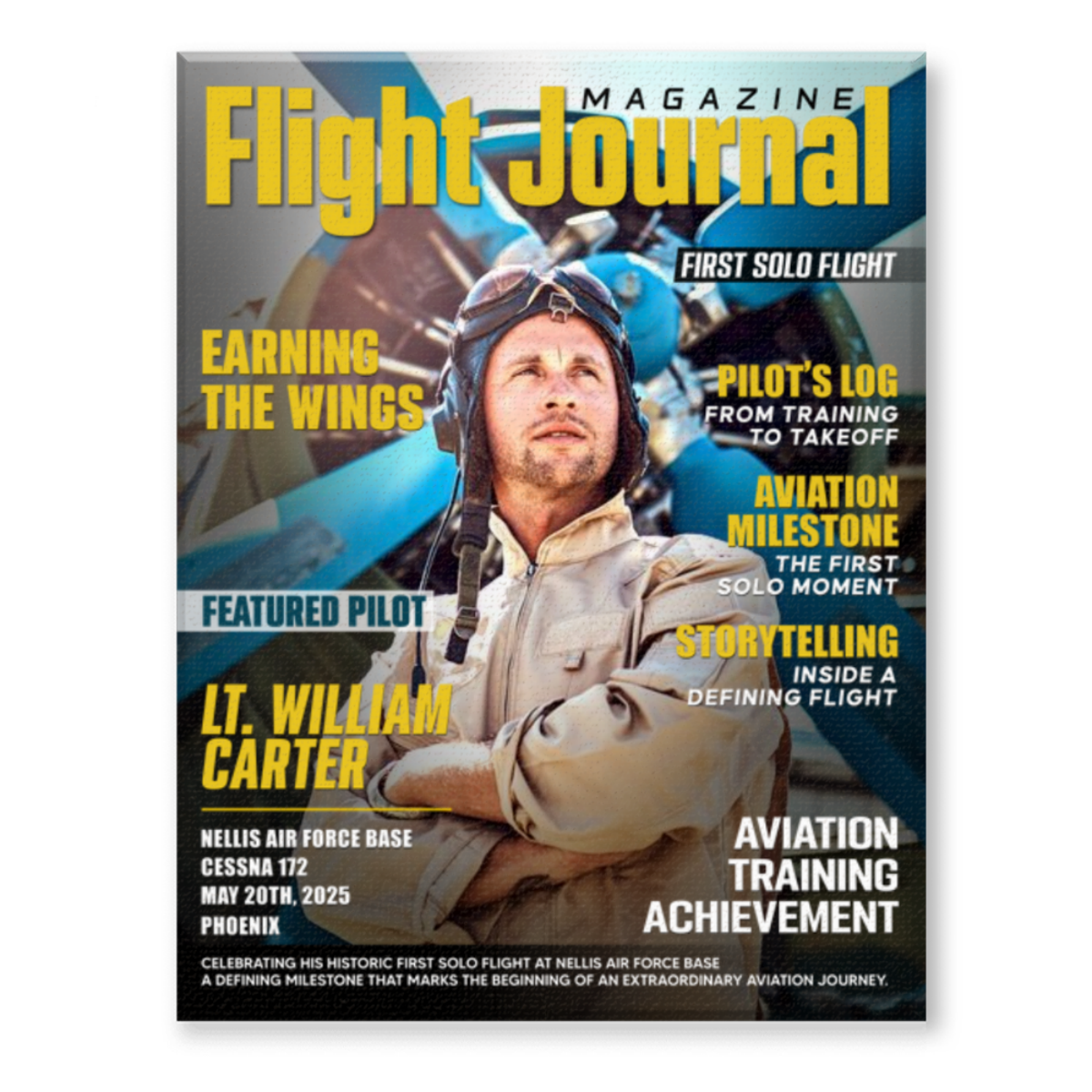 Personalized Pilot “Magazine Cover” Canvas / Poster - Custom Aviation Flight Journal Gift