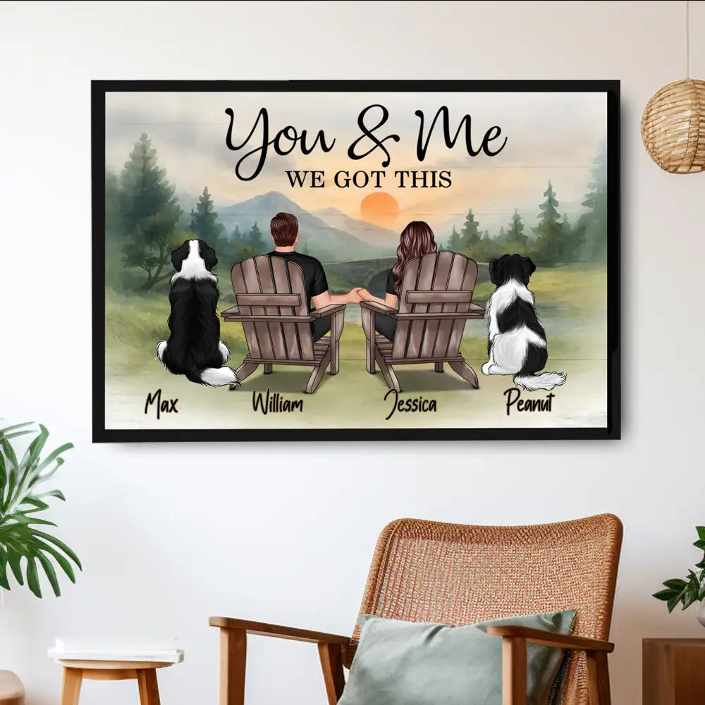 "You & Me and the Dogs" - Custom Couple & Pet Personalized Canvas / Poster