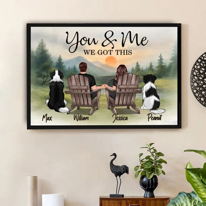 "You & Me and the Dogs" - Custom Couple & Pet Personalized Canvas / Poster