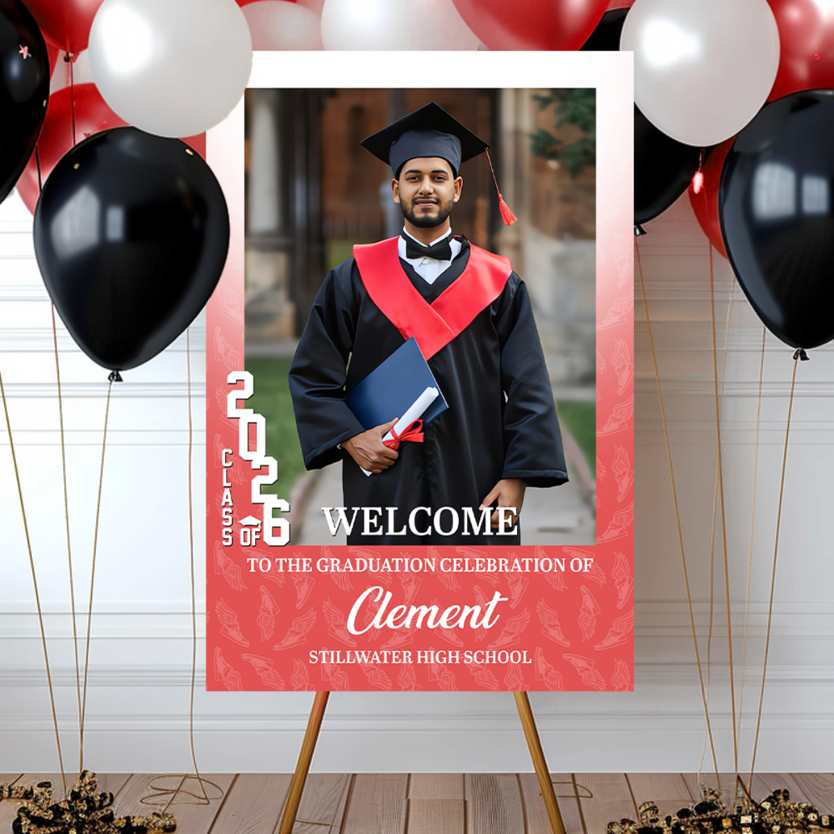 Canvas / Poster material and size view - Personalized Graduation Welcome Sign