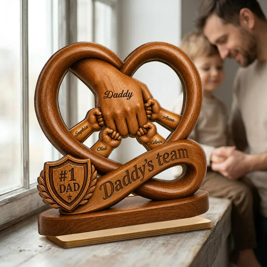 Personalized Dad Fist Bump Wooden Plaque for Dad with personalized design details for meaningful gifting
