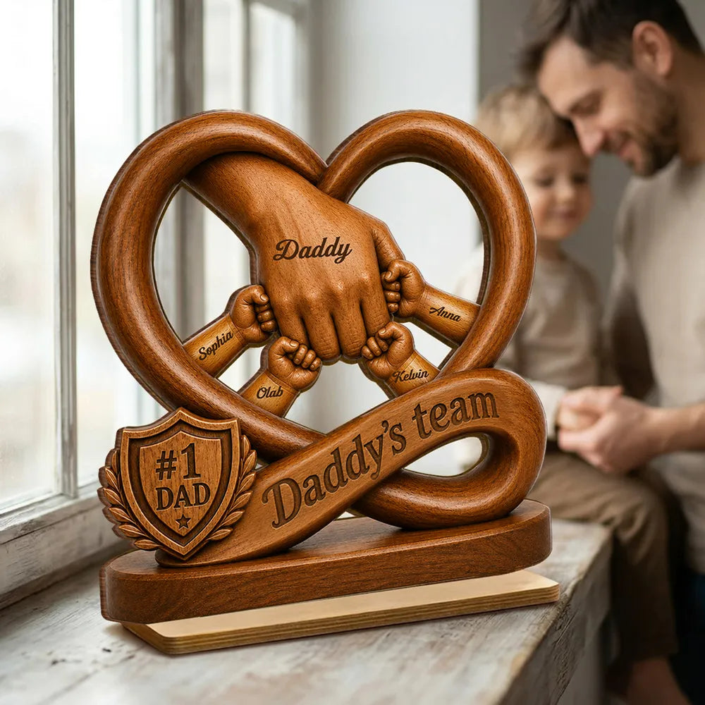 Personalized Dad Fist Bump Wooden Plaque for Dad with personalized design details for meaningful gifting