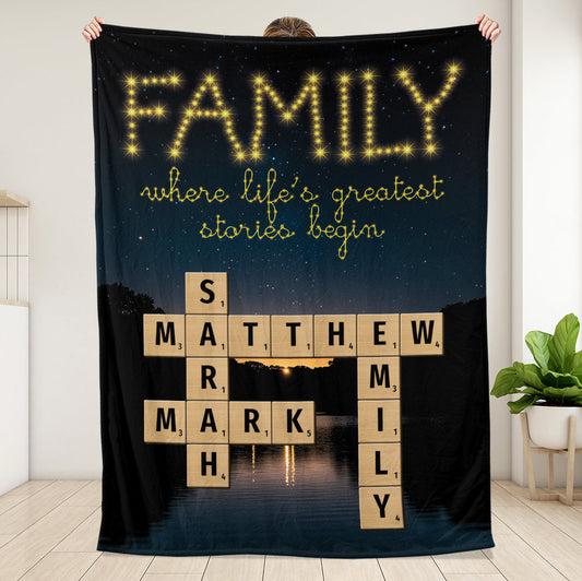 Family Blanket - Personalized Family Crossword Blanket
