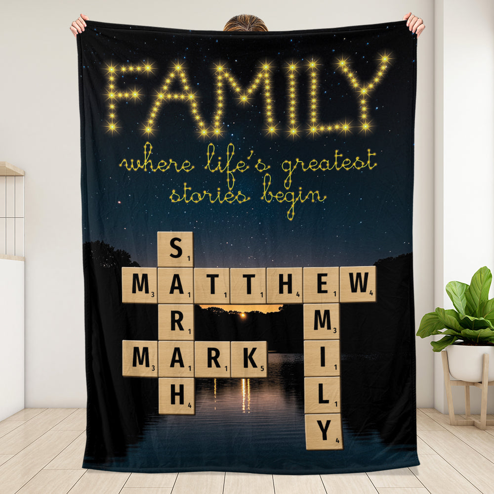 Family Blanket - Personalized Family Crossword Blanket