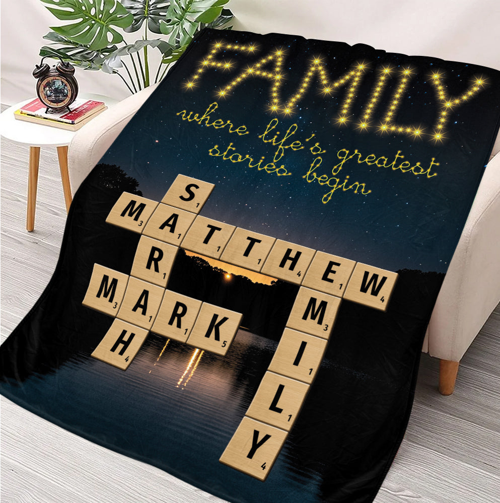 Family Blanket - Personalized Family Crossword Blanket
