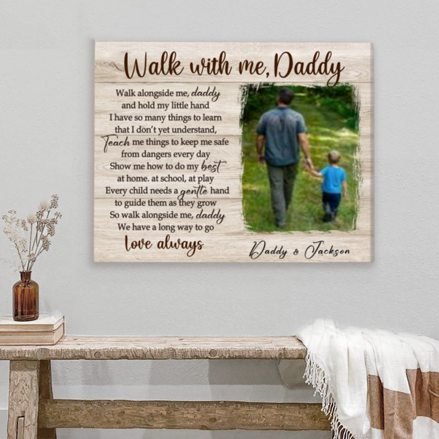 Walk With Me Daddy - Personalized Custom Photo Canvas / Poster
