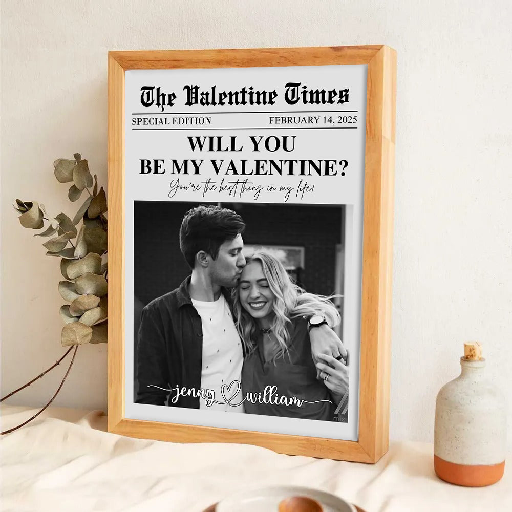Will You Be My Valentines - Personalized Custom Couples Photo Poster / Canvas