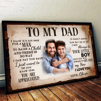 Personalized To My Dad Photo Poster / Canvas - Custom Father’s Day Gift