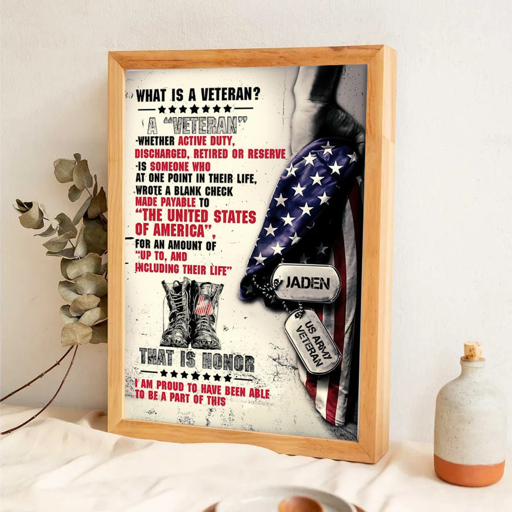 Personalized Proud Veteran Name Canvas / Poster - Military Gift for Dad & Grandpa