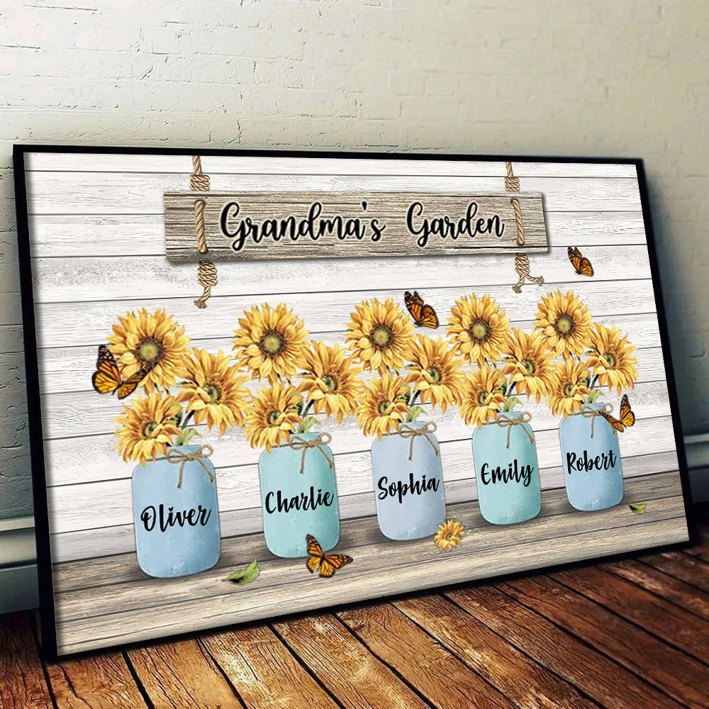Personalized “Grandma’s Garden” Sunflower Canvas / Poster - Custom Gift for Grandma & Nana