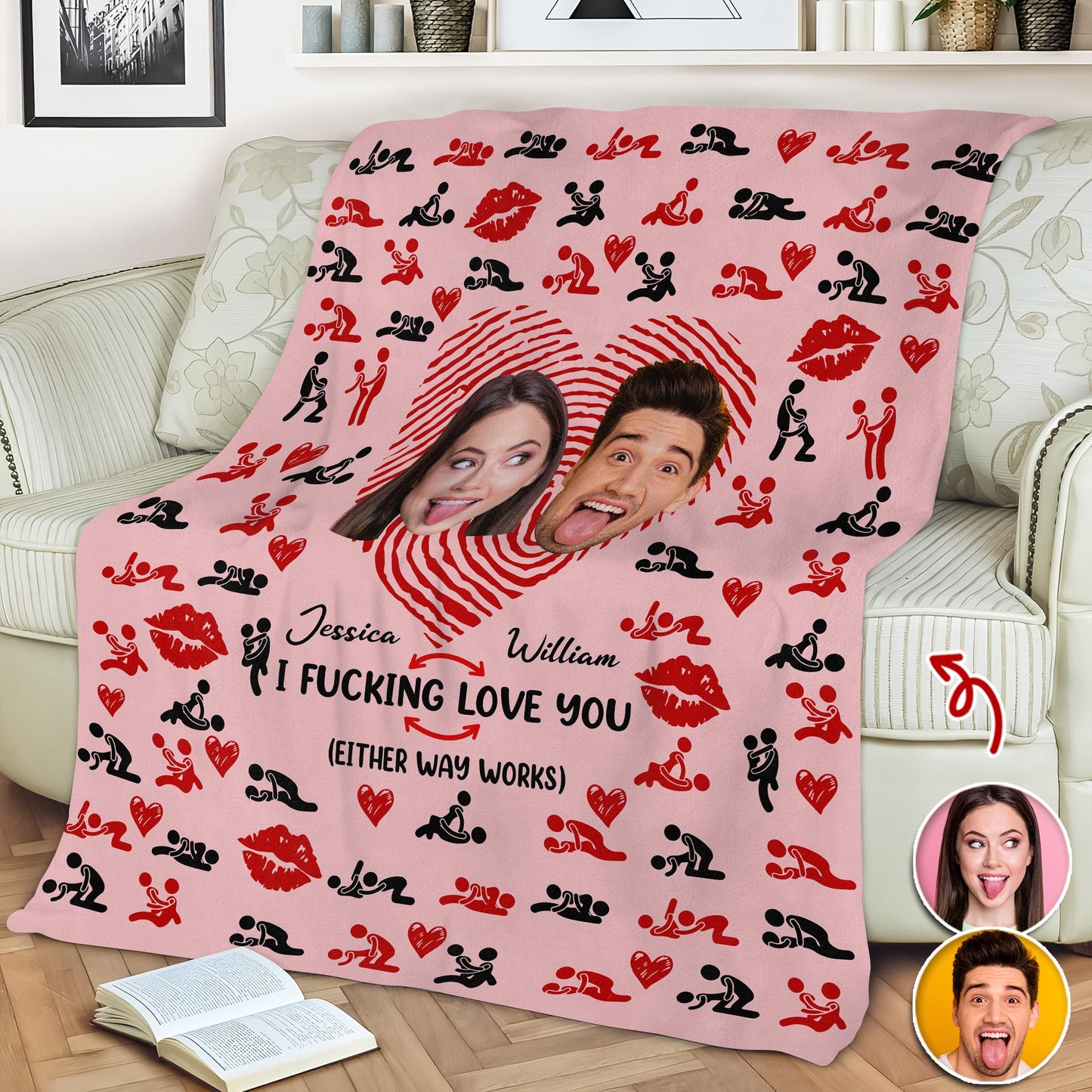 Personalized Custom Photo Couple Blanket - Gift For Valentine's Day