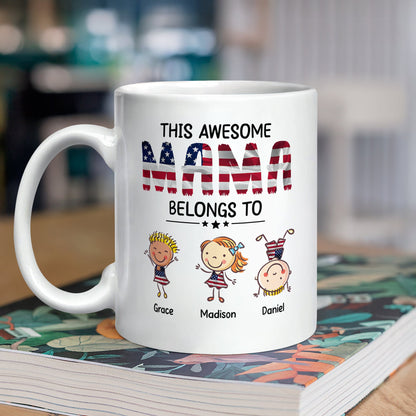 This Awesome Mom Belongs To - Personalized Mug