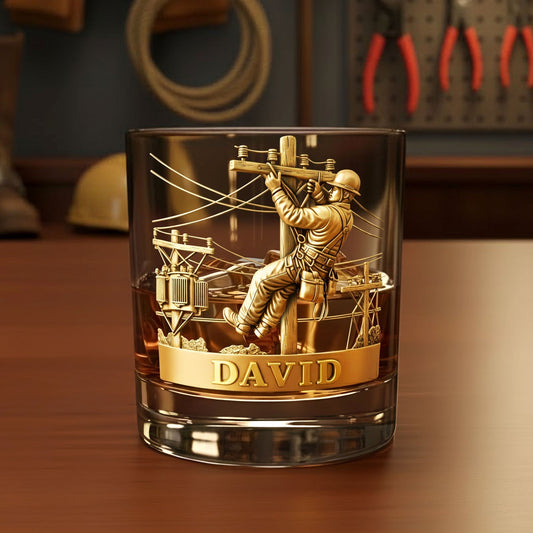 Lineman Whiskey Glass - Personalized Gift For Utility Workers