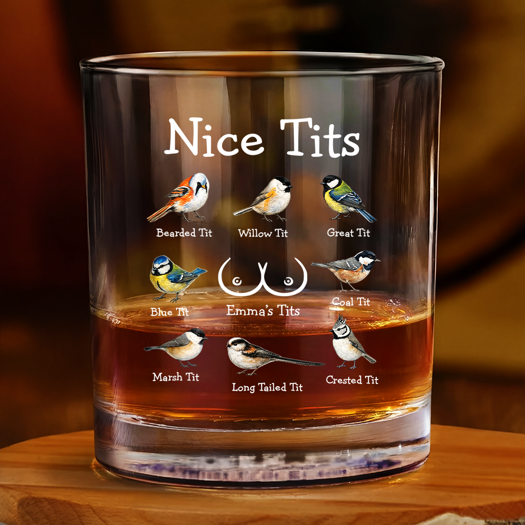 Personalized Nice Tits Whiskey Glass personalization view for Wife