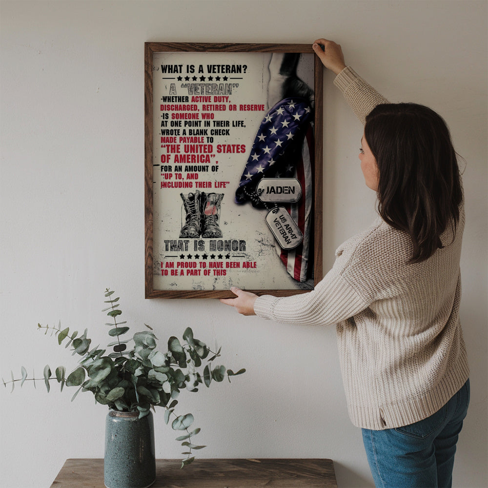 Personalized Proud Veteran Name Canvas / Poster - Military Gift for Dad & Grandpa