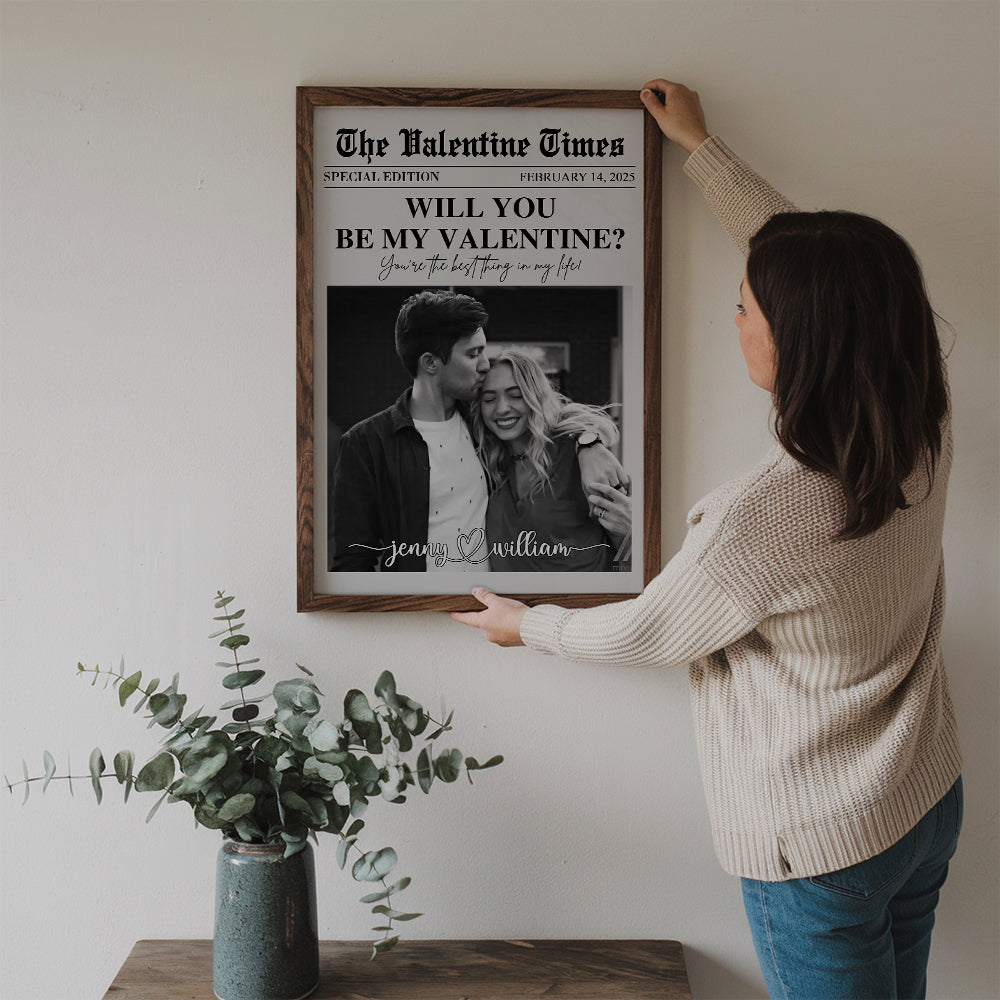 Will You Be My Valentines - Personalized Custom Couples Photo Poster / Canvas