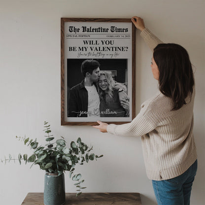 Will You Be My Valentines - Personalized Custom Couples Photo Poster / Canvas